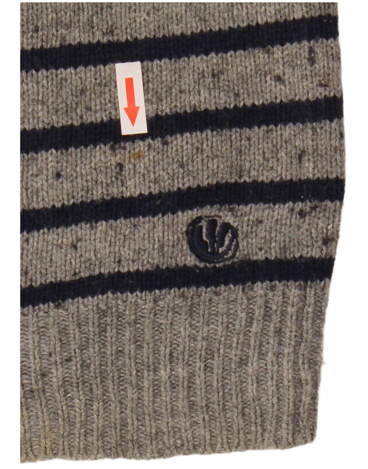 Fat Face Mens Crew Neck Jumper Sweater Medium Grey Striped