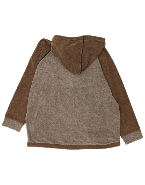 Asics Womens Zip Hoodie Sweater UK 14 Medium Brown Colourblock