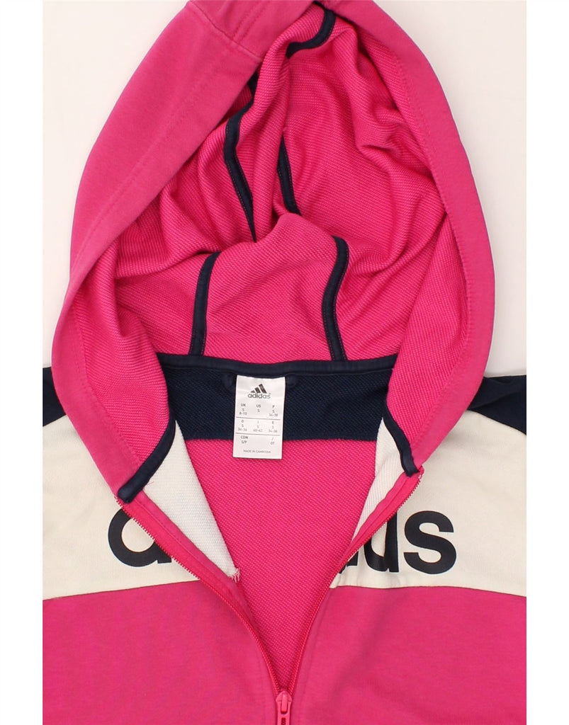 ADIDAS Womens Graphic Zip Hoodie Sweater Size 8/10 Small Pink Colourblock | Vintage Adidas | Thrift | Second-Hand Adidas | Used Clothing | Messina Hembry 