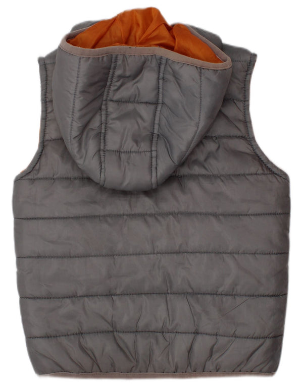 BENCH Boys Hooded Padded Gilet 2-3 Years Grey Colourblock Polyester