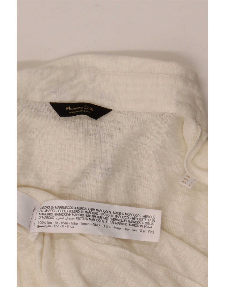 Massimo Dutti Mens Polo Shirt Large Beige Flecked Linen