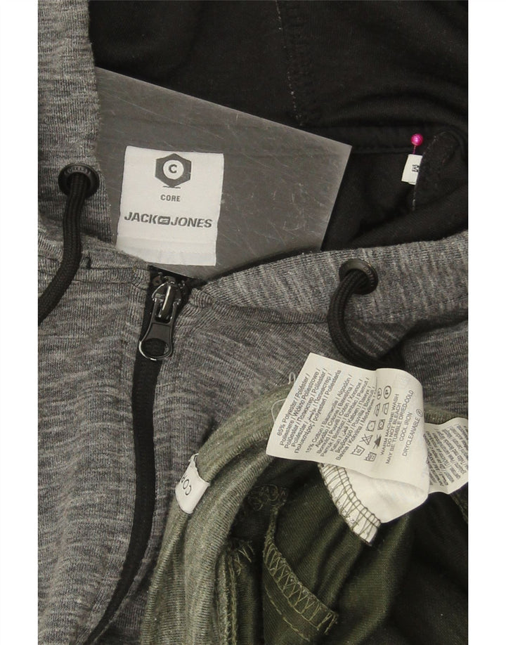 JACK & JONES Mens Zip Hoodie Sweater Medium Green Colourblock Cotton