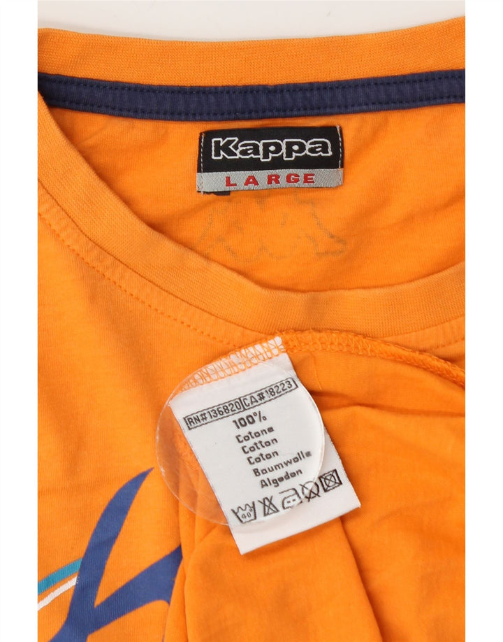 Kappa Mens Graphic T-Shirt Top Large Orange Cotton