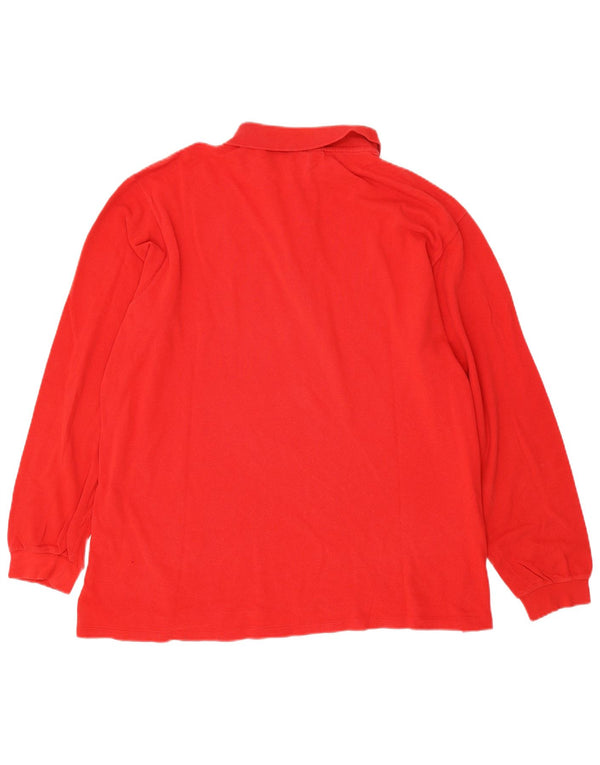Lacoste Mens Long Sleeve Polo Shirt Size 7 2XL Red Cotton