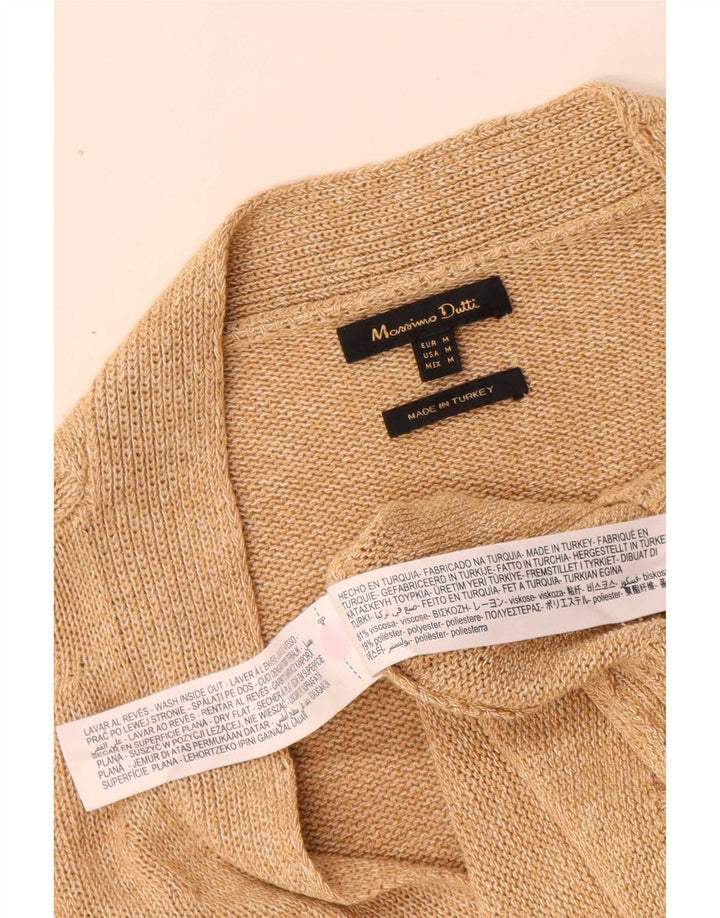 Massimo Dutti Womens Cardigan Sweater UK 14 Medium Beige Viscose