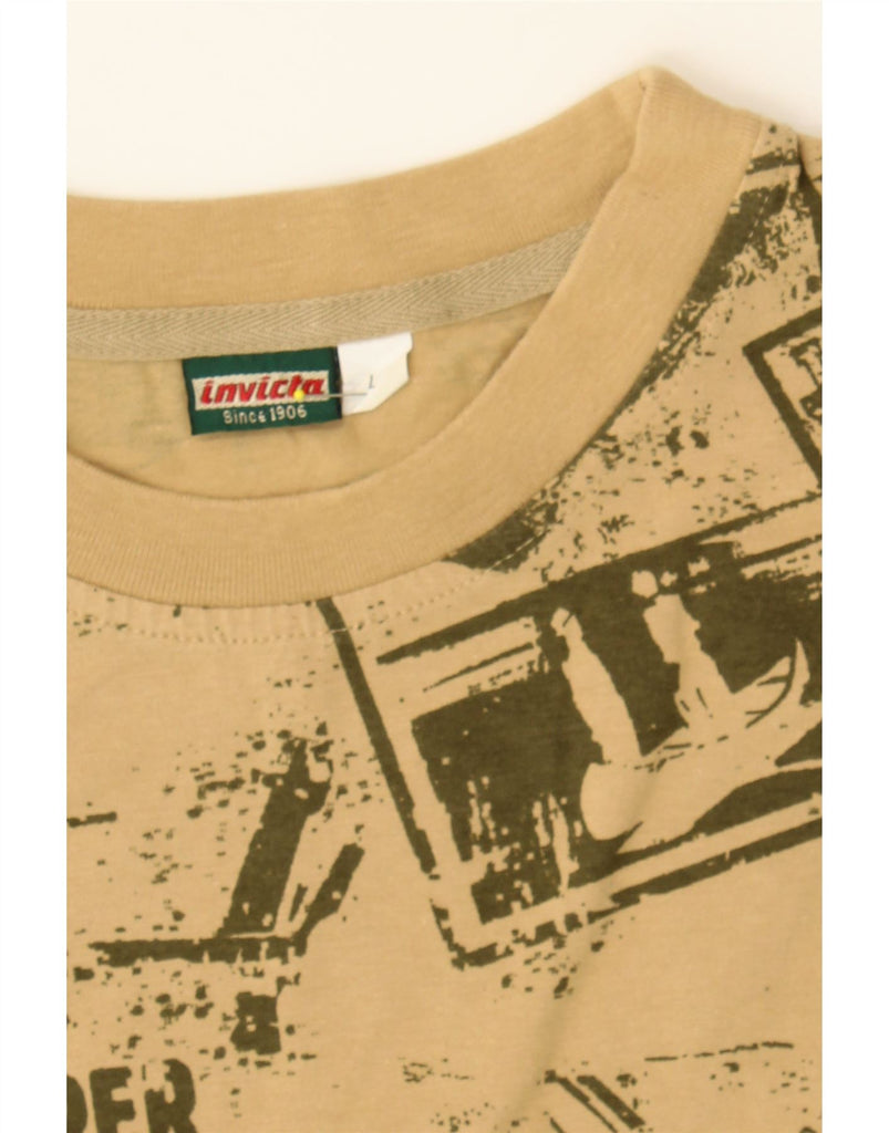 INVICTA Mens Graphic T-Shirt Top Large Beige Cotton Vintage Invicta and Second-Hand Invicta from Messina Hembry 