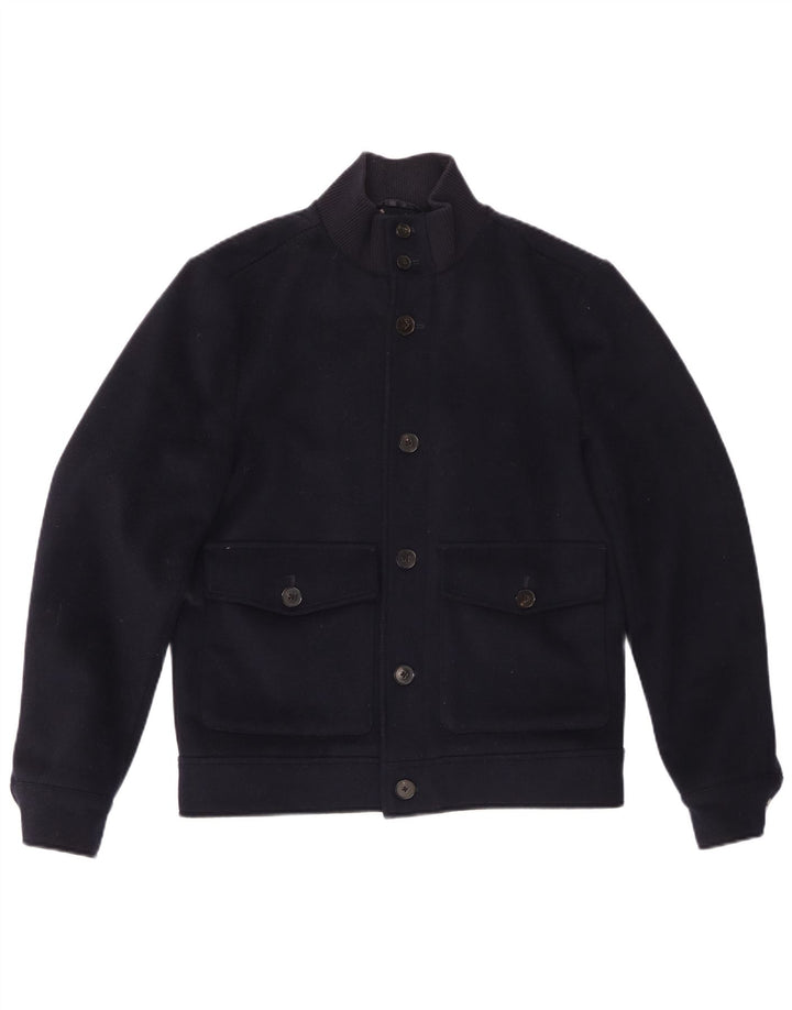 Reiss Mens Bomber Jacket UK 36 Small Navy Blue Wool