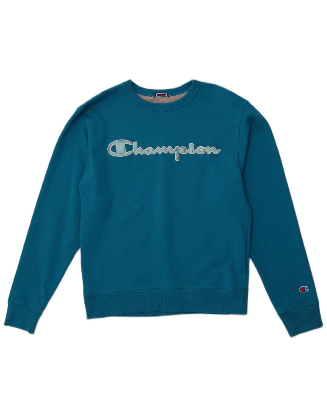 CHAMPION Mens Graphic Sweatshirt Jumper Small Blue Cotton