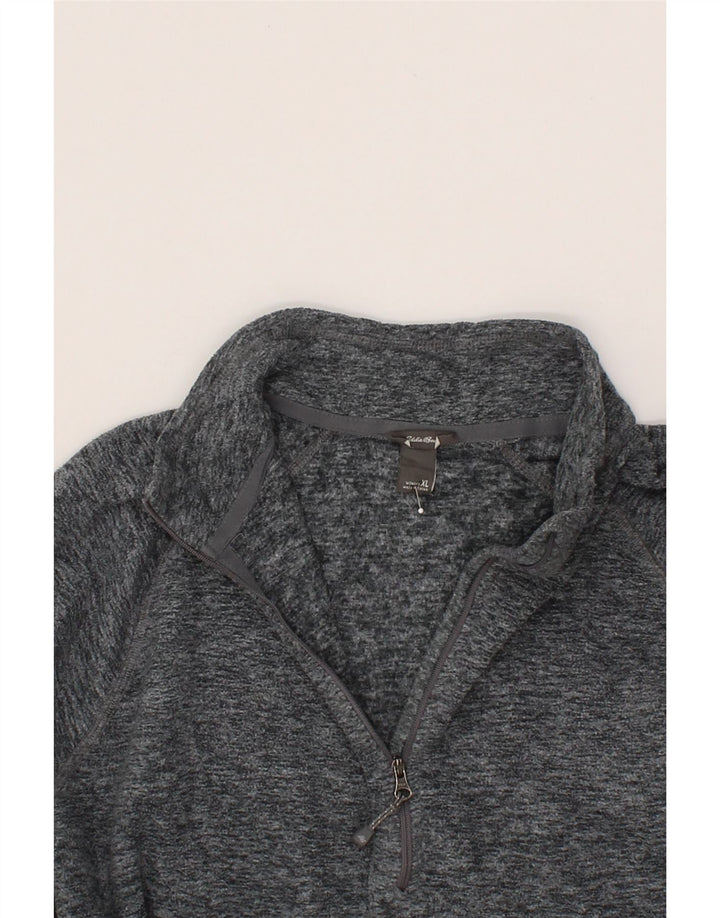 EDDIE BAUER Womens Zip Neck Fleece Jumper UK 18 XL Grey Polyester Vintage Eddie Bauer and Second-Hand Eddie Bauer from Messina Hembry 