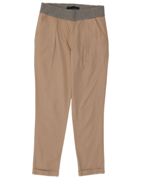 Zara Womens Slim Chino Trousers Small W26 L27 Beige Colourblock Cotton