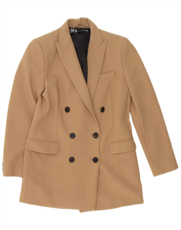 Zara Womens Oversized Double Breasted Blazer Jacket UK 6 XS Beige