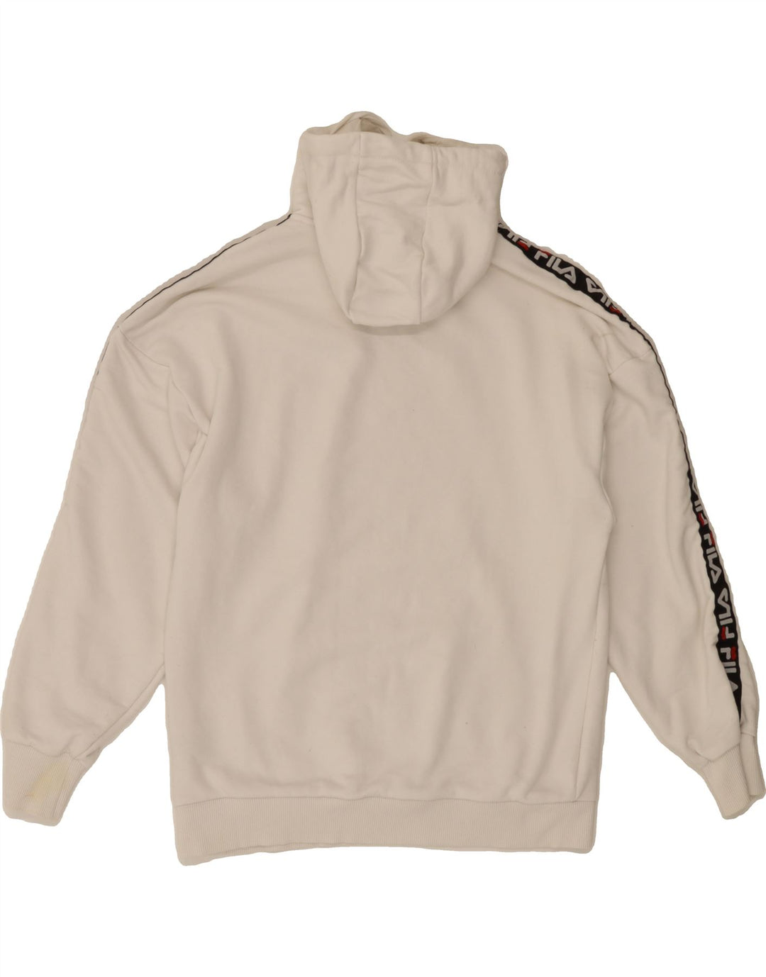 FILA Womens Graphic Hoodie Jumper UK 14 Medium White Cotton Vintage Fila and Second-Hand Fila from Messina Hembry 