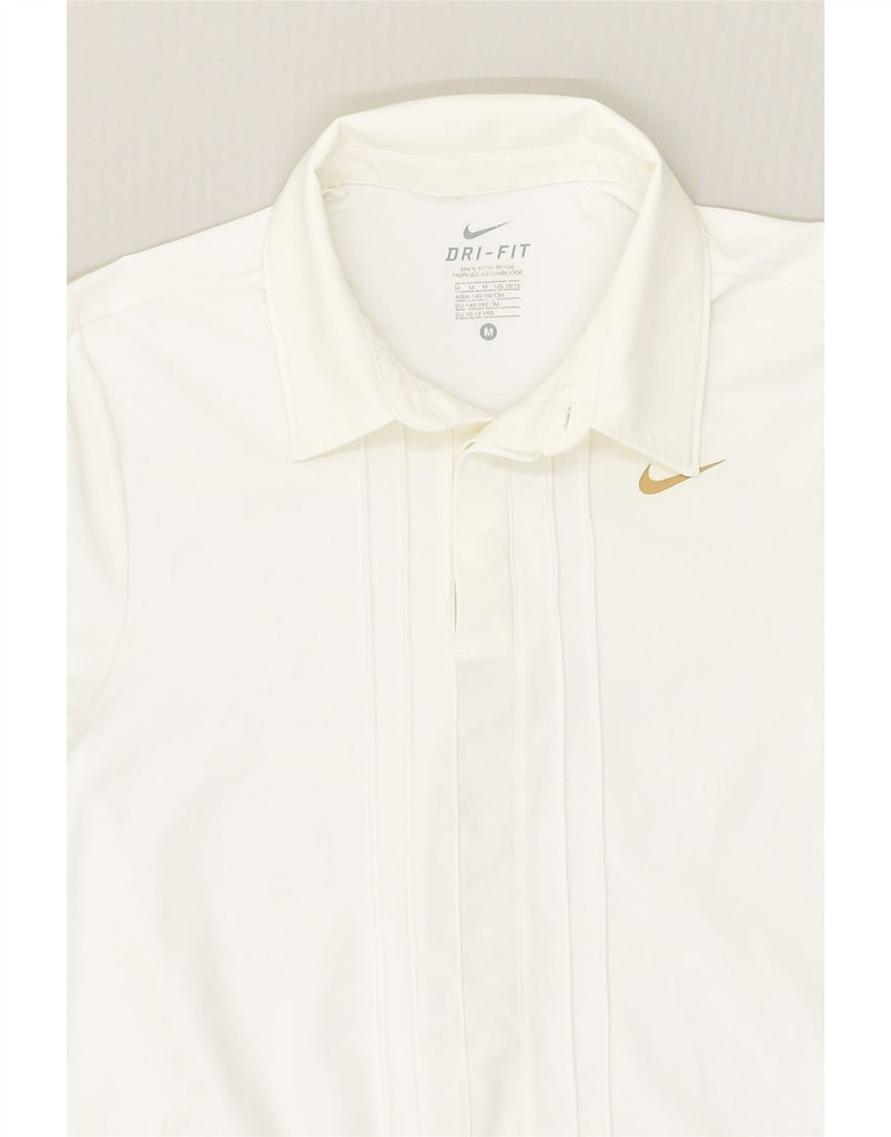 NIKE Boys Dri Fit Polo Shirt 10-11 Years Medium  White Polyester | Vintage Nike | Thrift | Second-Hand Nike | Used Clothing | Messina Hembry 