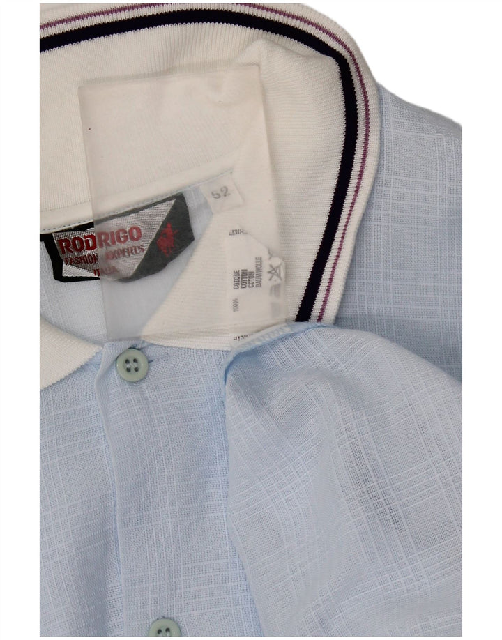 Rodrigo Mens Short Sleeve Pullover Shirt IT 52 Large Blue Cotton