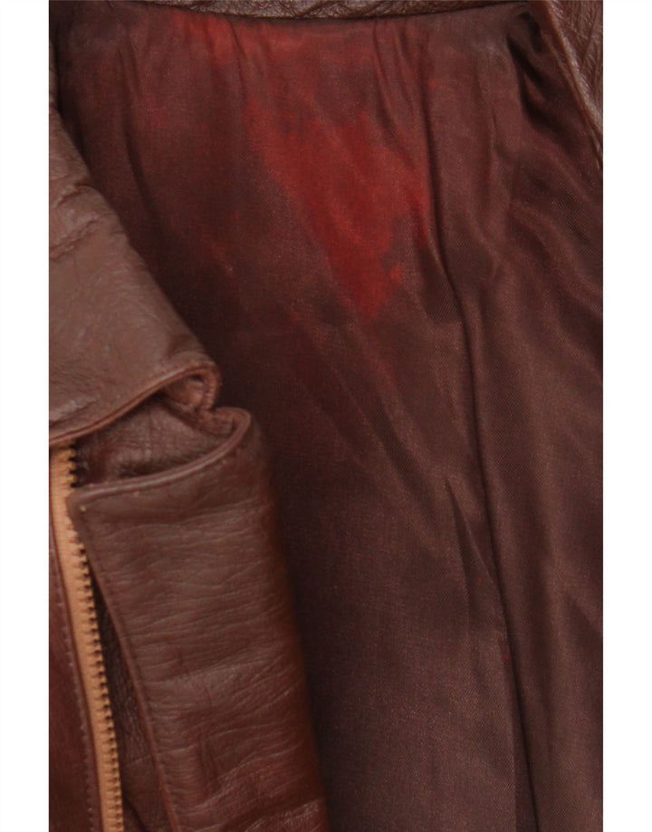 Vintage Mens Leather Coat IT 48 Medium Brown