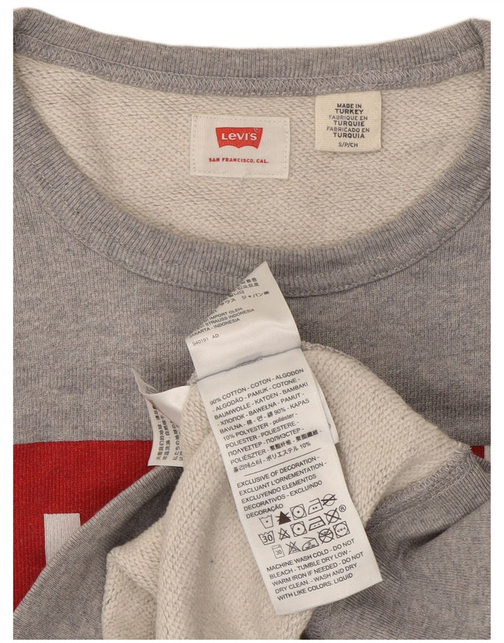 Levi's Mens Graphic Sweatshirt Jumper Small Grey Cotton