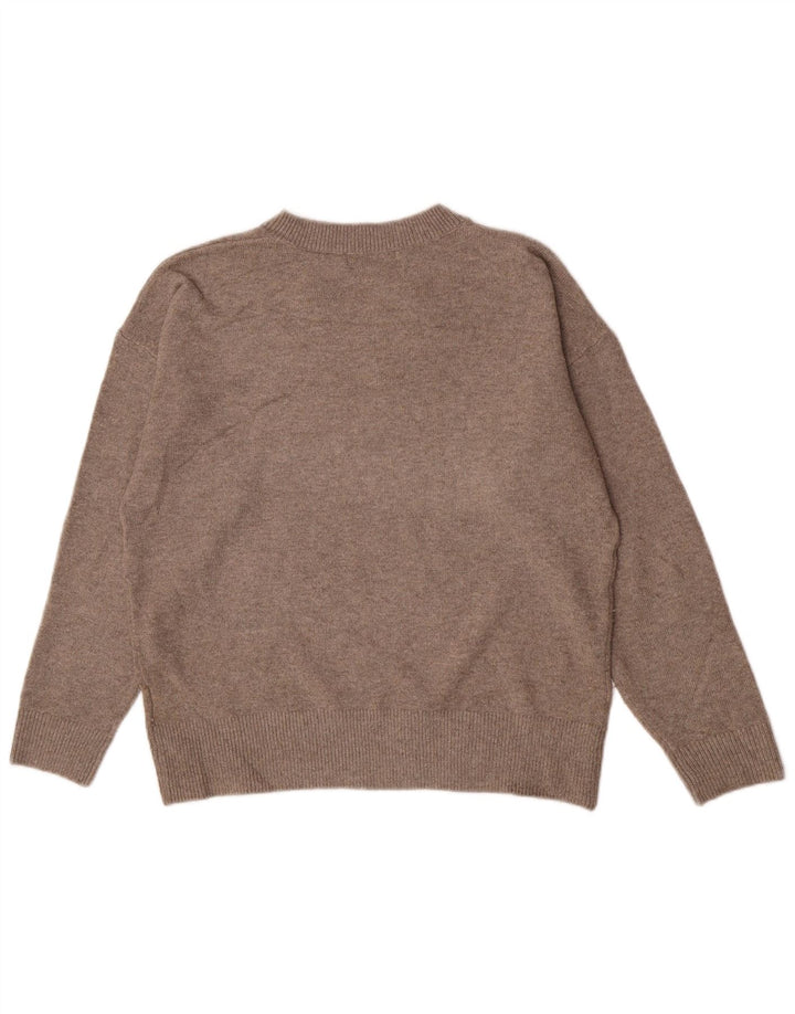 Marks & Spencer Womens V-Neck Jumper Sweater UK 14 Medium Grey Polyester