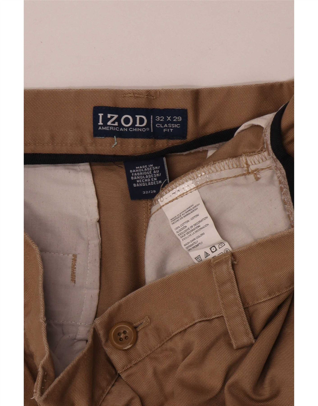 Izod Mens Pegged Cropped Trousers W32 L25 Beige Cotton