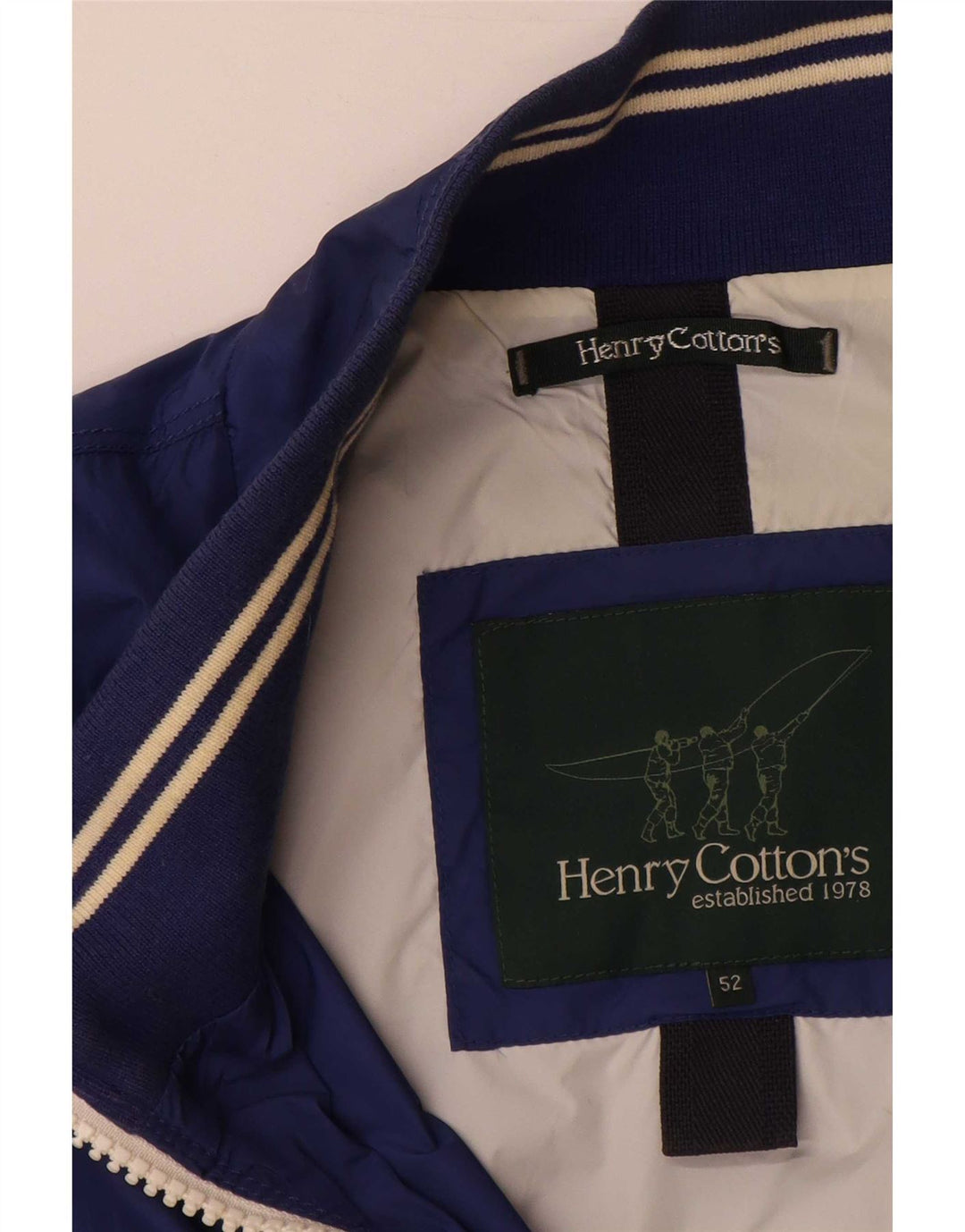 Henry Cottons Mens Graphic Bomber Jacket IT 52 XL Blue Polyamide