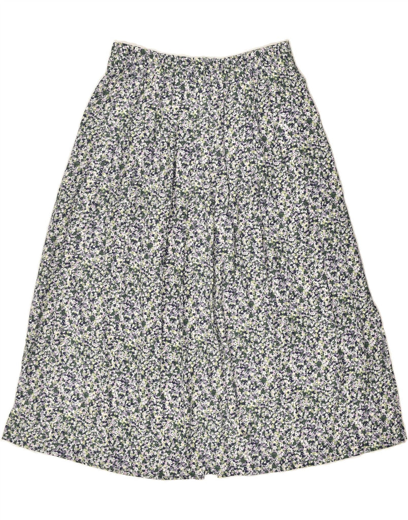 VINTAGE Womens Flared Skirt W30 Medium  Grey Floral Viscose | Vintage Vintage | Thrift | Second-Hand Vintage | Used Clothing | Messina Hembry 