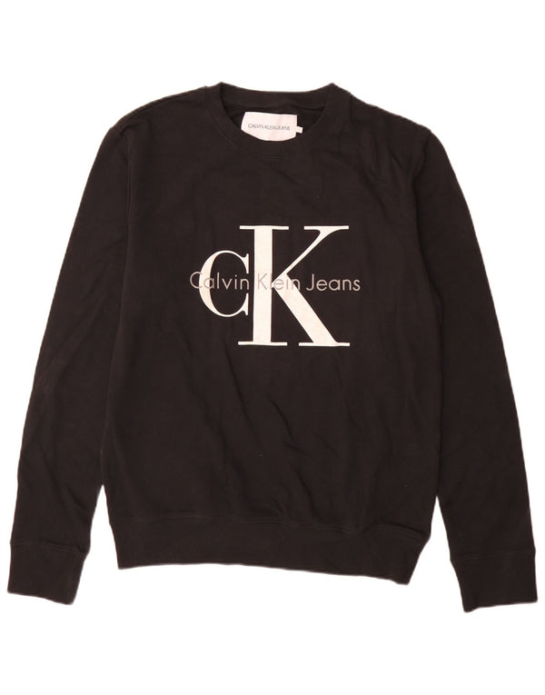 Calvin Klein Jeans Mens Graphic Sweatshirt Jumper Medium Black Cotton