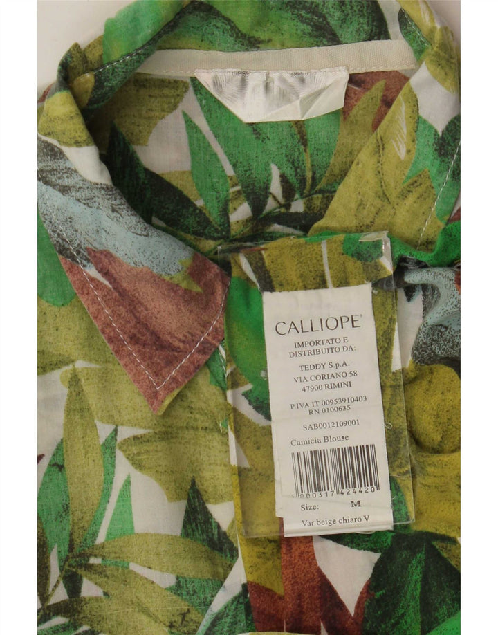 Calliope Mens Short Sleeve Shirt Medium Green Floral Cotton
