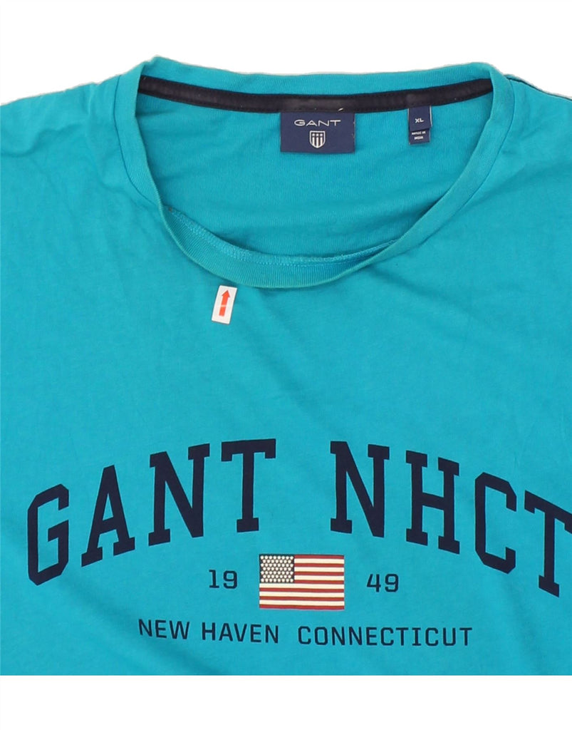 GANT Mens Graphic T-Shirt Top XL Blue Cotton | Vintage Gant | Thrift | Second-Hand Gant | Used Clothing | Messina Hembry 