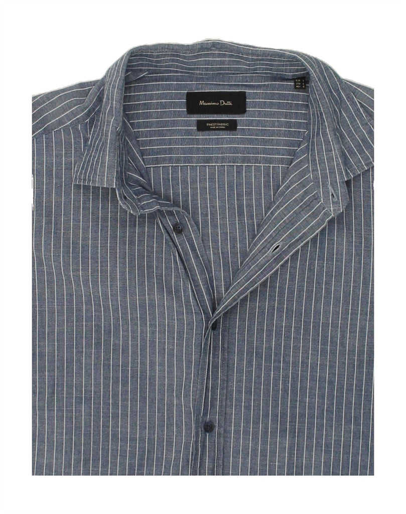 MASSIMO DUTTI Mens Shirt Large Blue Striped Cotton Vintage Massimo Dutti and Second-Hand Massimo Dutti from Messina Hembry 