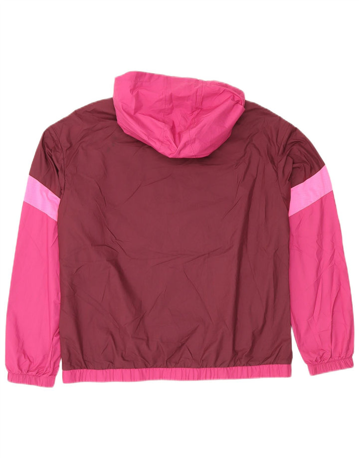 PUMA Womens Oversized Hooded Rain Jacket UK 10 Small Pink Colourblock