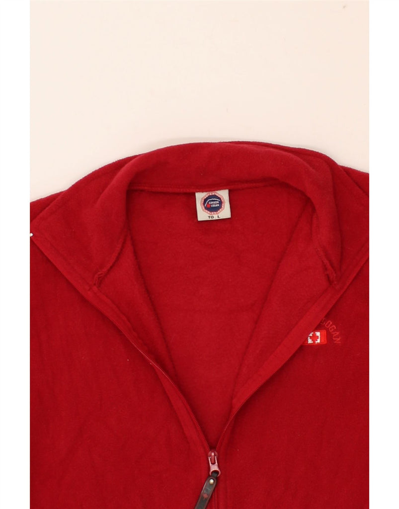 CANADA LOGAN Womens Fleece Jacket UK 14 Large Red Polyester | Vintage Canada Logan | Thrift | Second-Hand Canada Logan | Used Clothing | Messina Hembry 