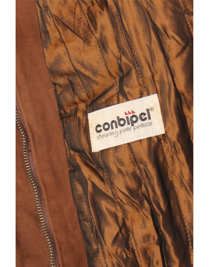 Conbipel Womens Leather Jacket UK 14 Large Brown Leather