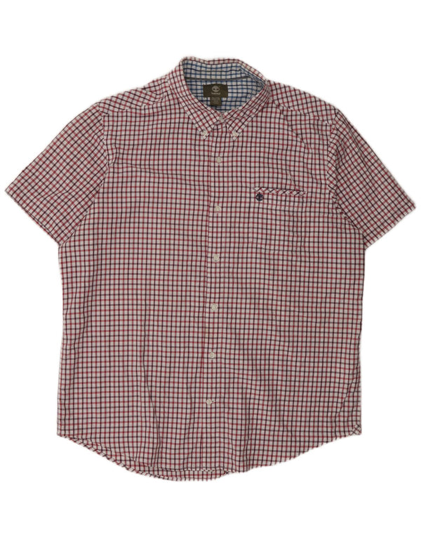 Timberland Mens Short Sleeve Regular Fit Shirt XL Red Check Nylon
