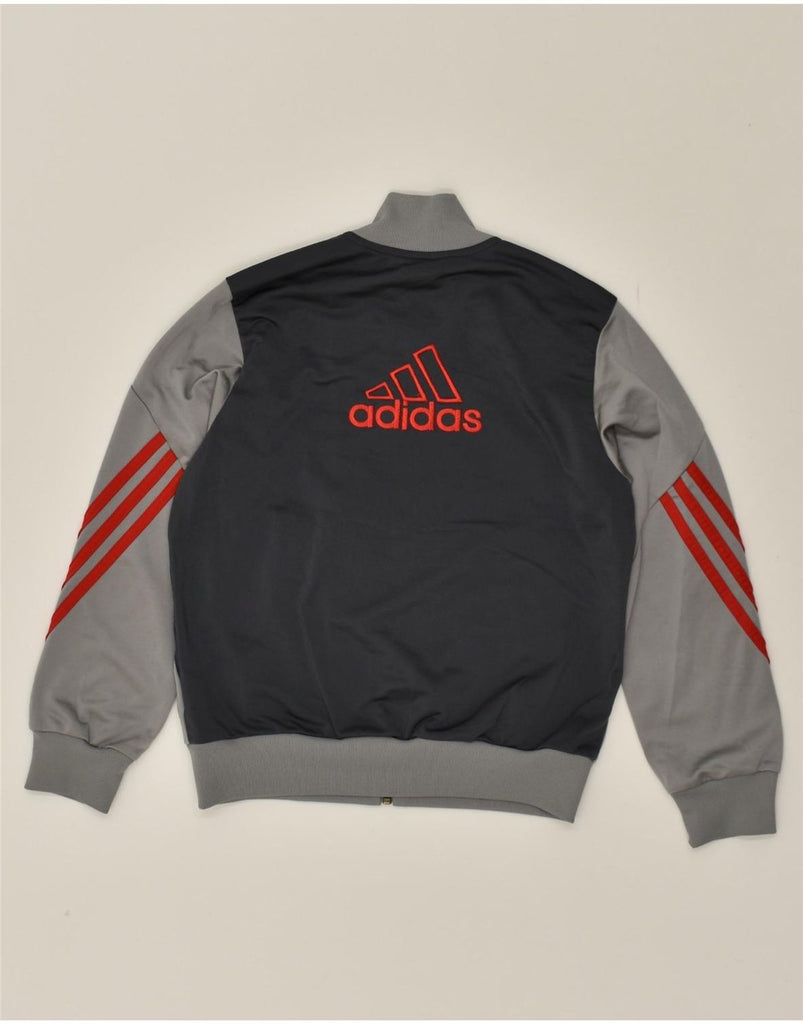 ADIDAS Boys Graphic Tracksuit Top Jacket 9-10 Years Grey Colourblock | Vintage Adidas | Thrift | Second-Hand Adidas | Used Clothing | Messina Hembry 