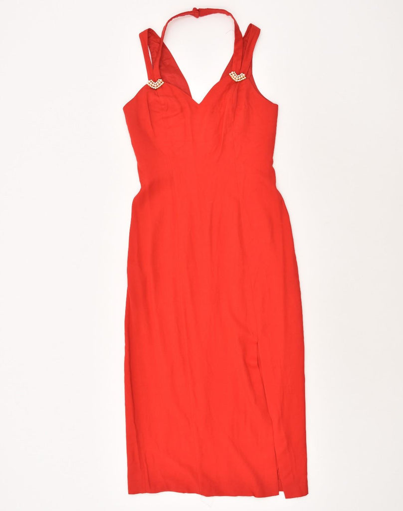 COLLECTION Womens Halter Sheath Dress US 10 Large Red Rayon | Vintage Collection | Thrift | Second-Hand Collection | Used Clothing | Messina Hembry 