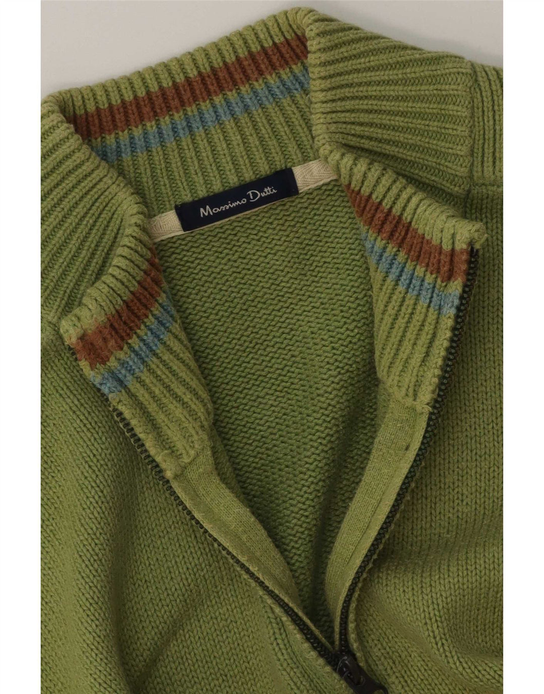 Massimo Dutti Mens Zip Neck Jumper Sweater Large Green
