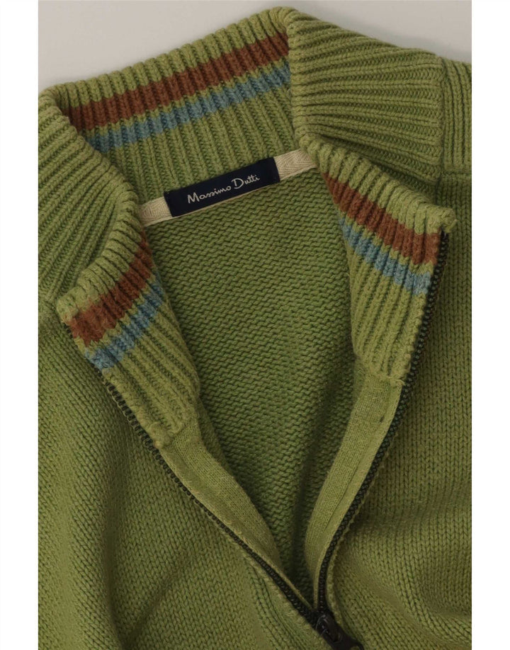 Massimo Dutti Mens Zip Neck Jumper Sweater Large Green