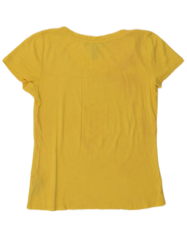 Ralph Lauren Womens T-Shirt Top UK 12 Medium Yellow Cotton