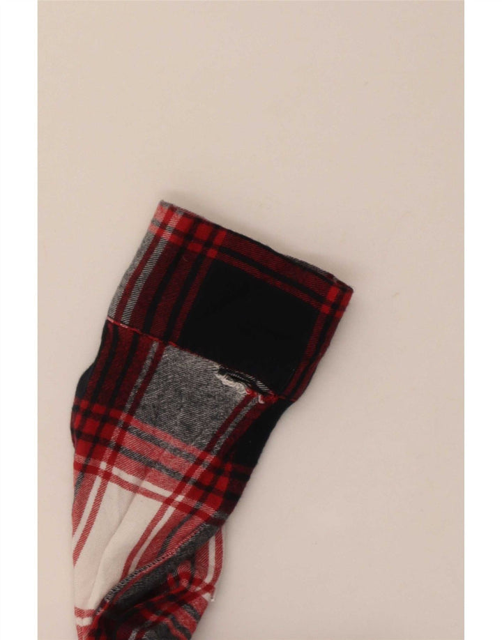 Zara Womens Longline Pullover Flannel Shirt UK 14 Medium Red Check Viscose