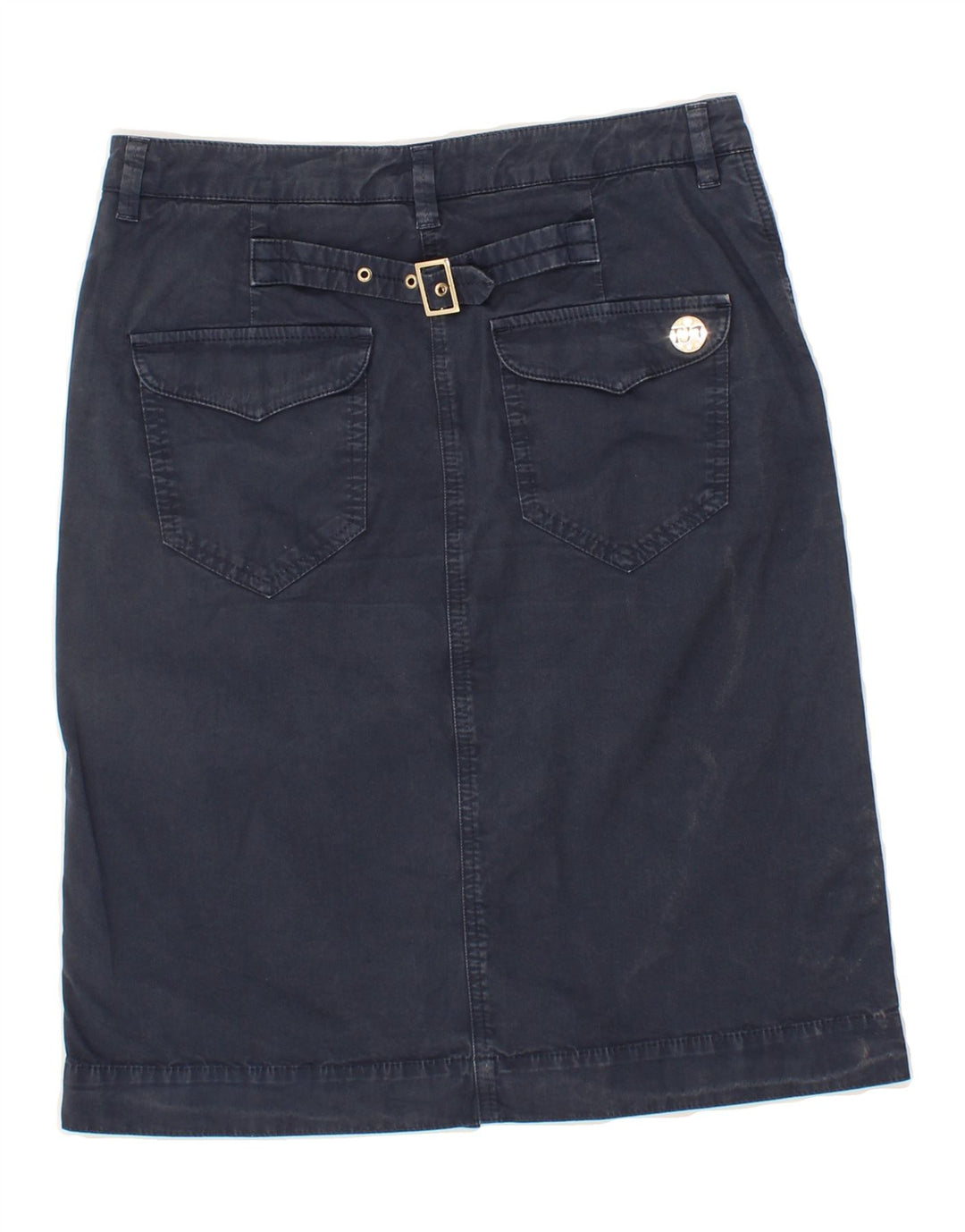 TRUSSARDI Womens Straight Skirt IT 42 Medium W28 Navy Blue Cotton Vintage Trussardi and Second-Hand Trussardi from Messina Hembry 