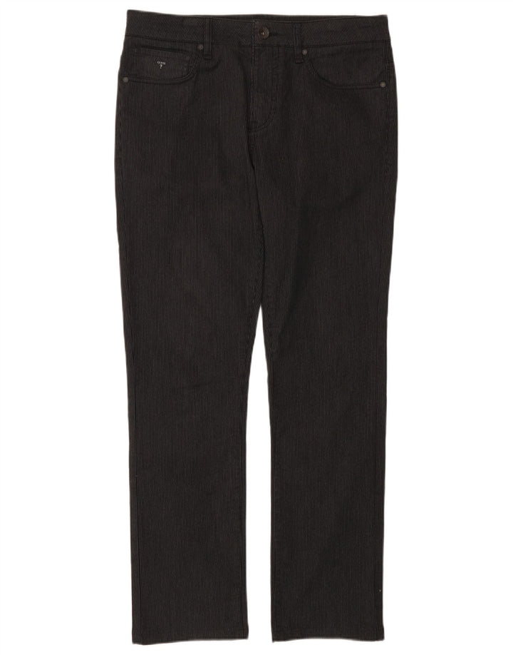 GUESS Mens Straight Casual Trousers W32 L30 Black Pinstripe Cotton