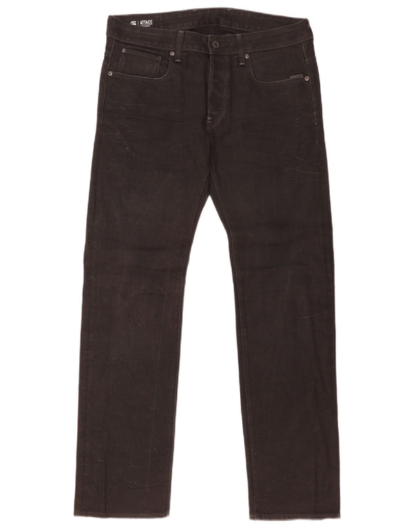G-Star Mens Attacc Straight Jeans W34 L34 Black Cotton