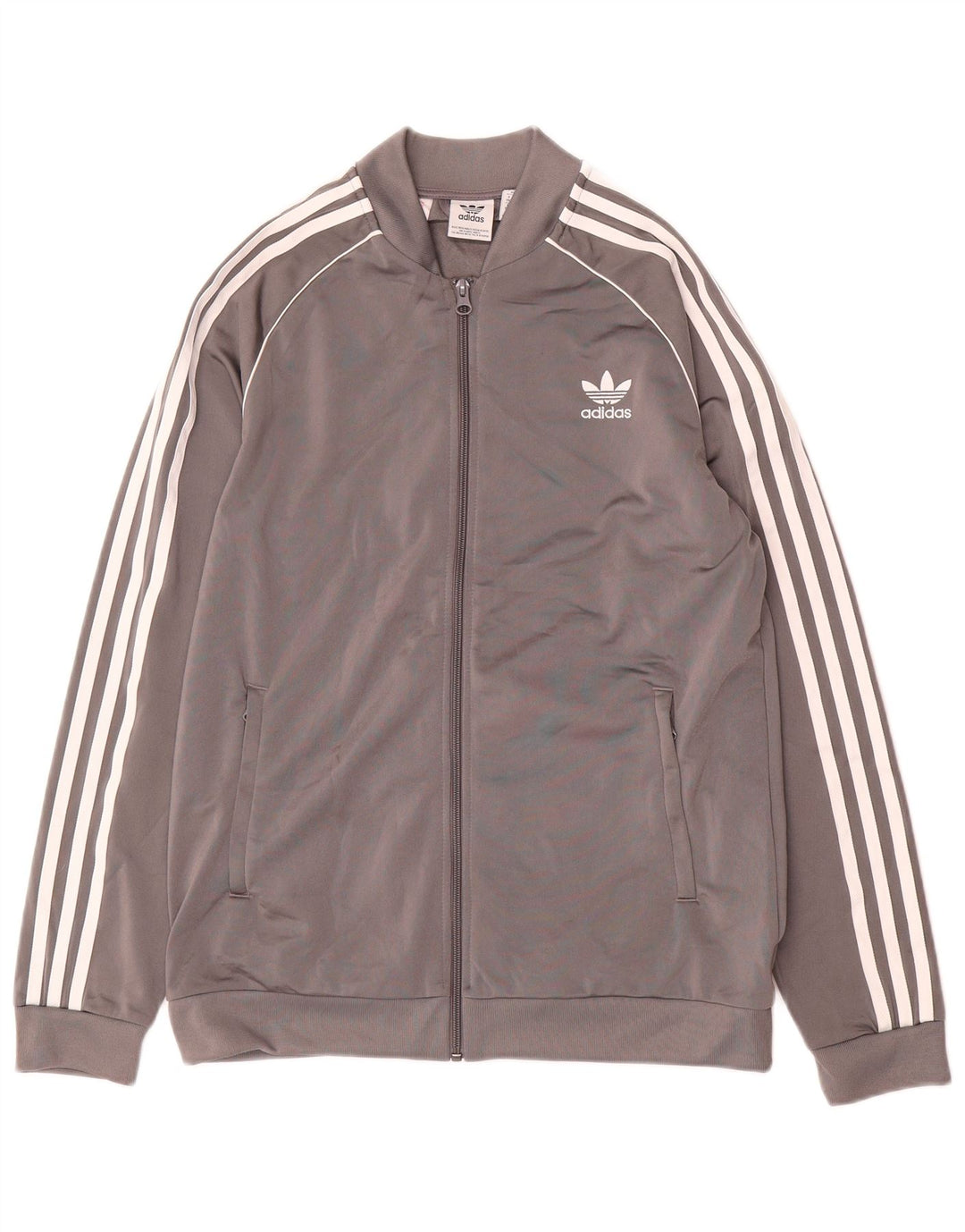 Adidas Boys Tracksuit Top Jacket 15-16 Years Grey Polyester