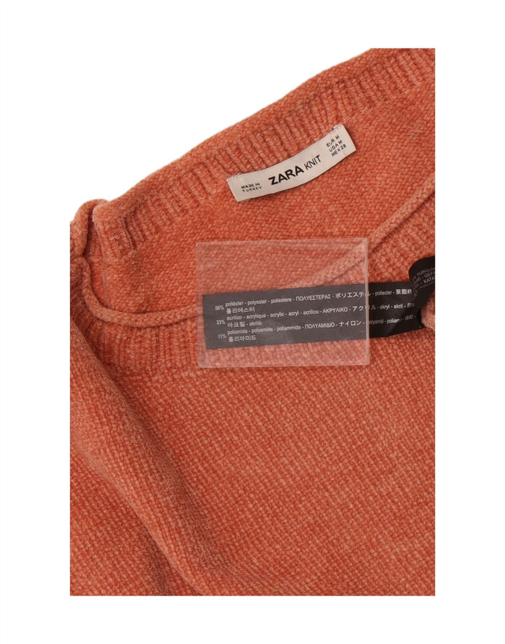 Zara Womens Oversized Boat Neck Jumper Sweater UK 14 Medium Orange