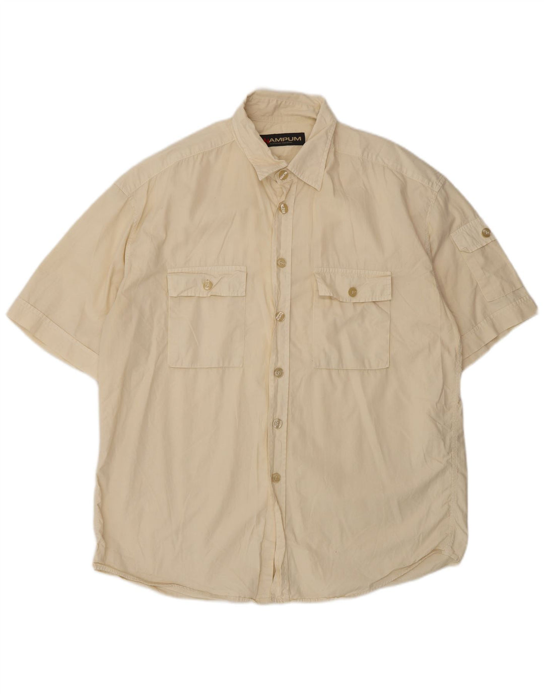 Wampum Mens Short Sleeve Shirt XL Off White Cotton