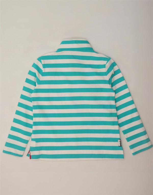 Joules Womens Button Neck Sweatshirt Jumper UK 16 Large Turquoise Striped