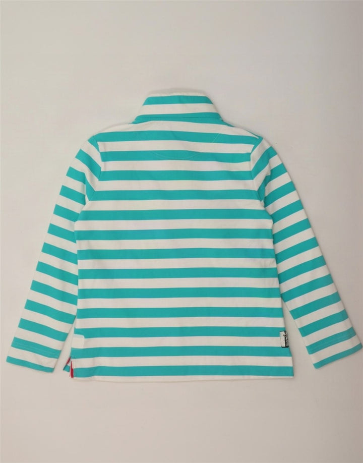 Joules Womens Button Neck Sweatshirt Jumper UK 16 Large Turquoise Striped
