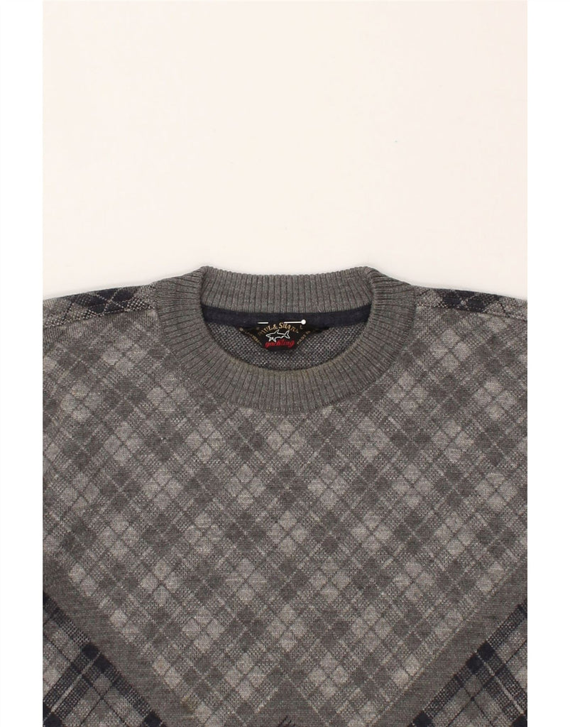 VINTAGE Mens Crew Neck Jumper Sweater Large Grey Argyle/Diamond | Vintage Vintage | Thrift | Second-Hand Vintage | Used Clothing | Messina Hembry 