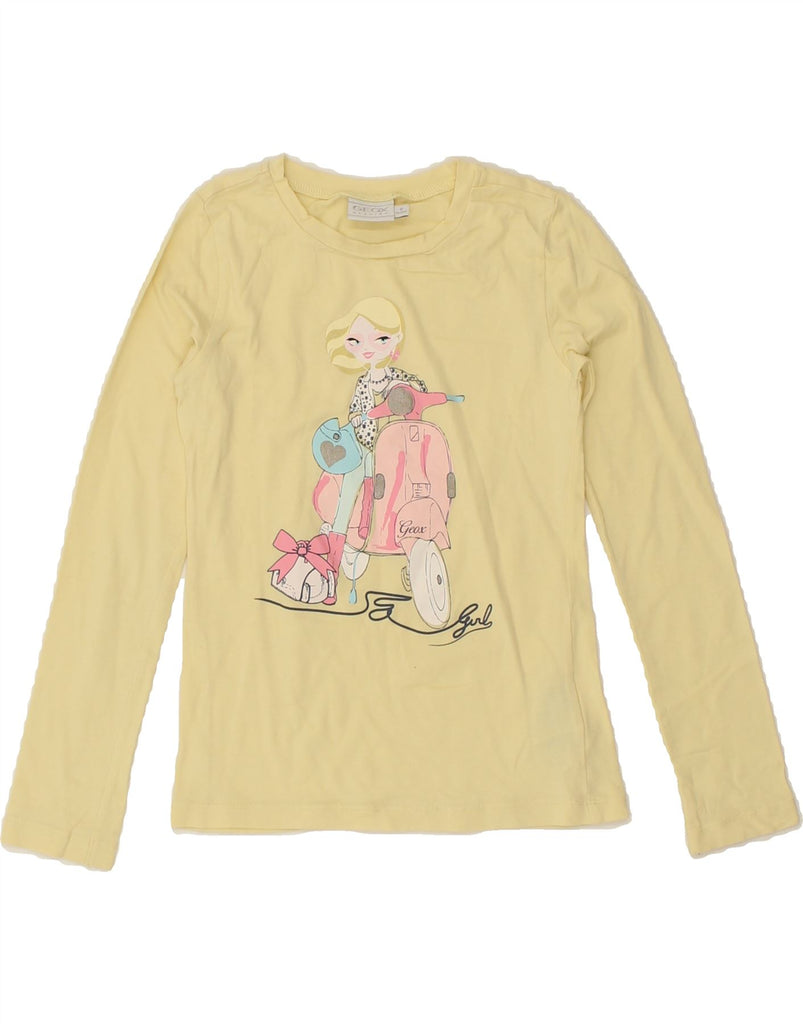 GEOX Girls Graphic Top Long Sleeve 7-8 Years Yellow Cotton | Vintage Geox | Thrift | Second-Hand Geox | Used Clothing | Messina Hembry 