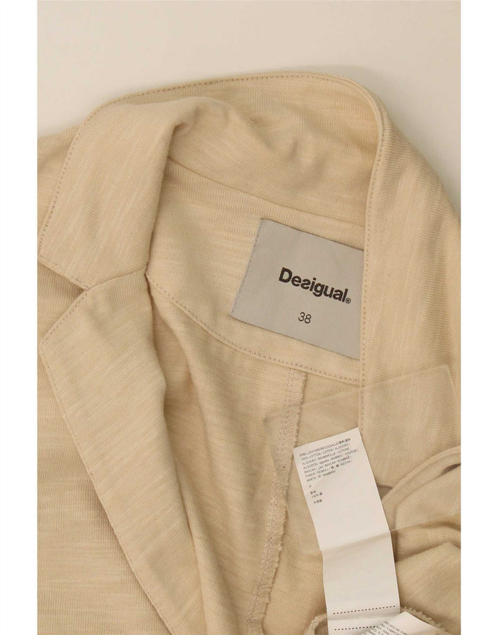 Desigual Womens Open Blazer Jacket EU 38 Medium Beige Flecked Cotton