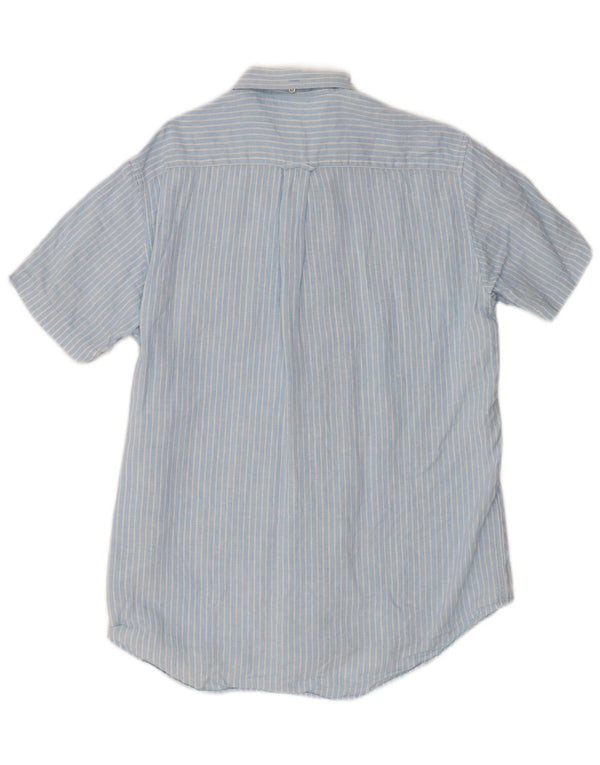 Gant Mens Short Sleeve Shirt Size 39/40 15 3/4 Medium Blue Pinstripe Linen
